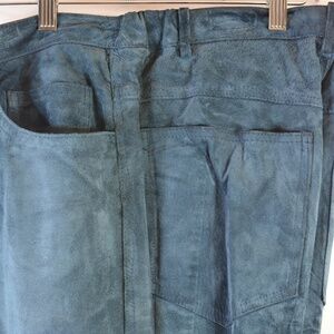 Blue Soft Shammy Suede Leather Pants High Waist SZ 16 Rogue NWOT